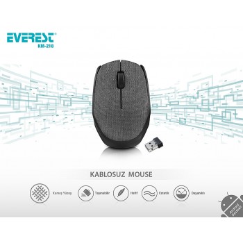Everest KM-218 Usb Gri 2.4Ghz Kumaş Yüzey Mouse