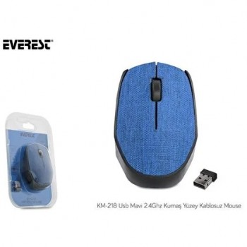 Everest KM-218 Usb Mavi 2.4Ghz Kumaş Yüzey Mouse