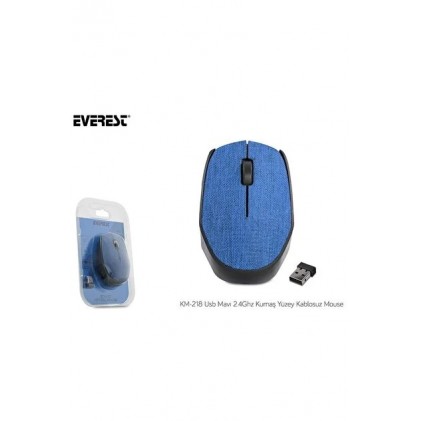 Everest KM-218 Usb Mavi 2.4Ghz Kumaş Yüzey Mouse