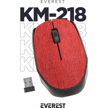Everest KM-218 Usb Kırmızı 2.4Ghz Kumaş Yüzey Mouse